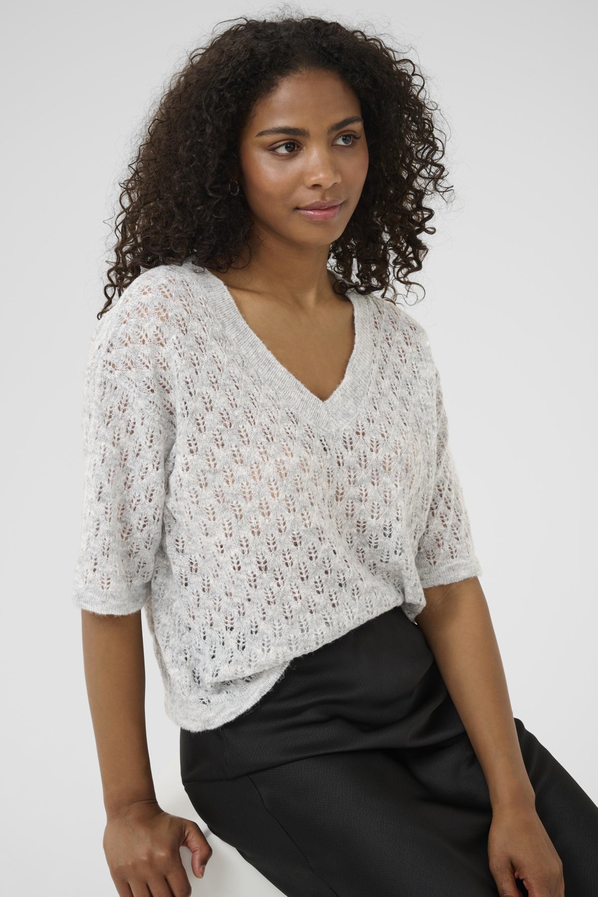 Kaffe lourine V-Neck Pullover grey  melange 