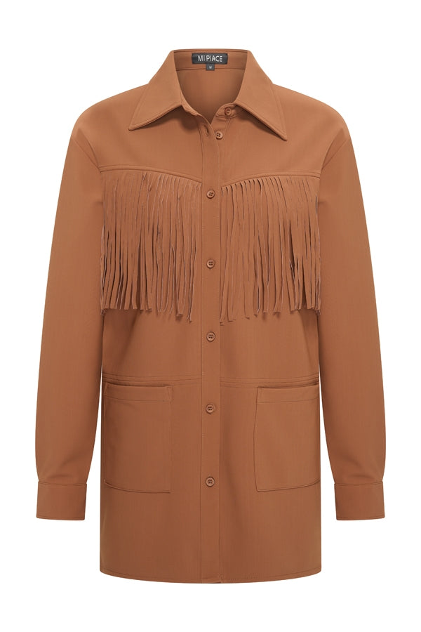 mi piace Trendy jack met franje in een bonded travel kwaliteit&nbsp;
Kleur: caramel