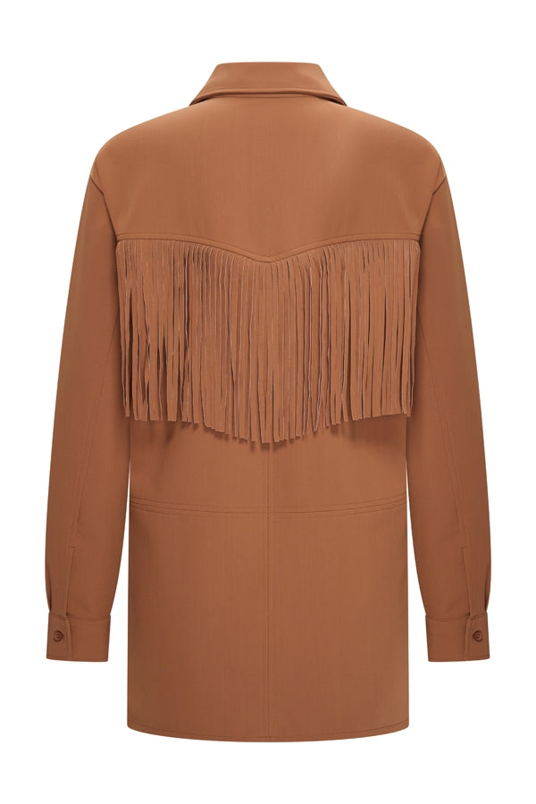 Mi Piace bonded travel long jacket caramel