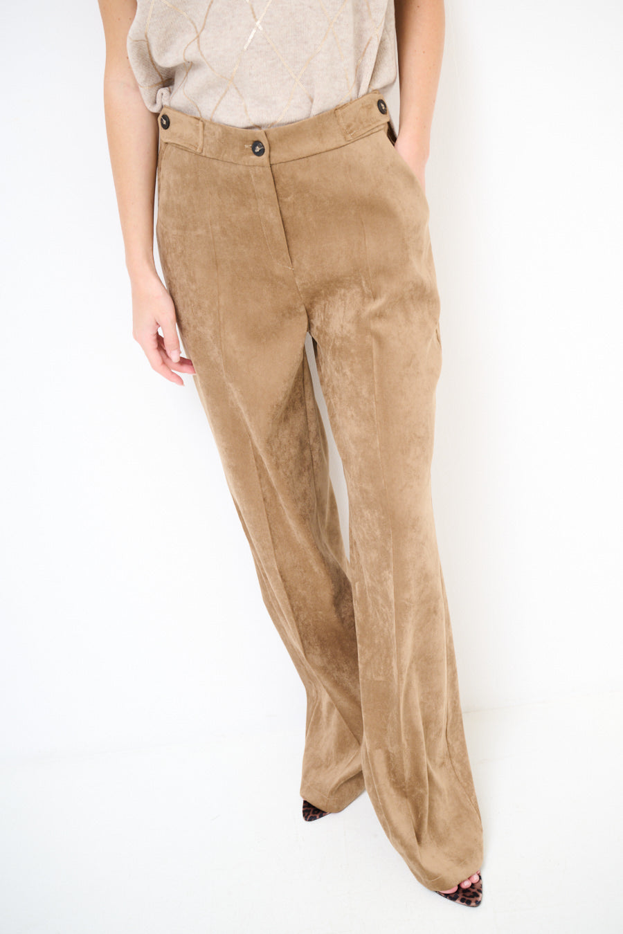 Cherry blue suede look pantalon