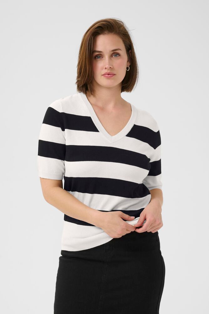  knit truitje  Kaffe lizza v-neck
black/chalk
80% Viscose,20% Nylon