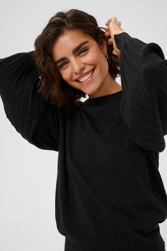 Kaffe Regina Pleat Long Sleeve Pullover black