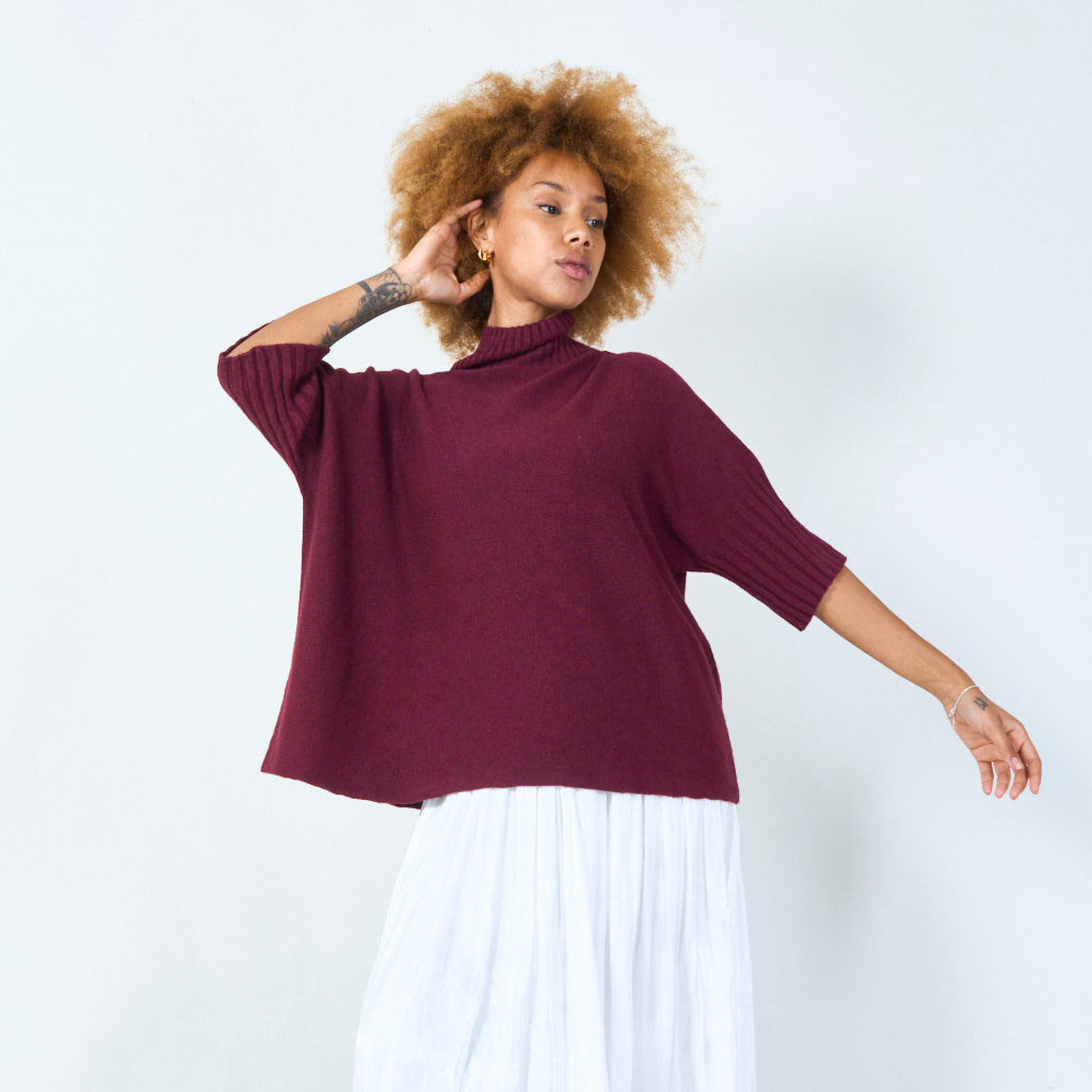 bordeaux burgundt boxy trui soft knit