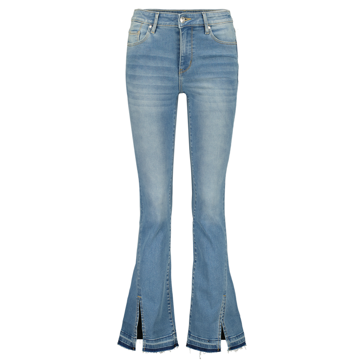 Raizzed flared jeans split mid blue stone Faye