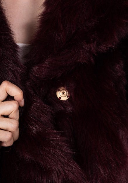 Faux fur jasje bordeaux