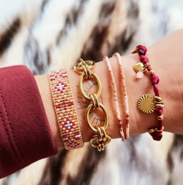 Stainless steel geschakelde ovale armband van Bazou