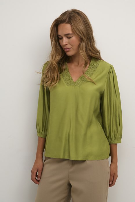 Kaffe Dahlia Smock blouse calla green