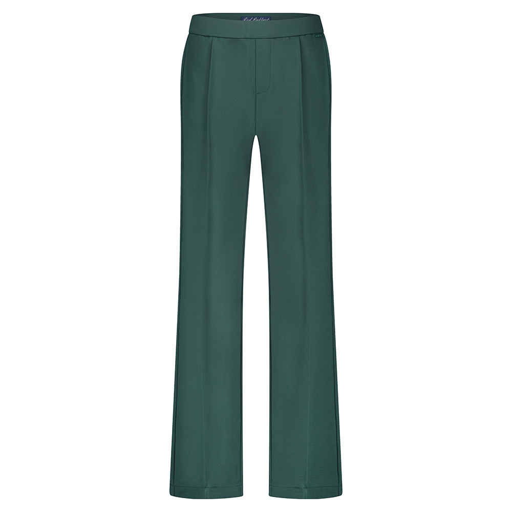 red button colette Dennengroene pantalon met elastische tailleband pine
High waist, regular fit, wide leg