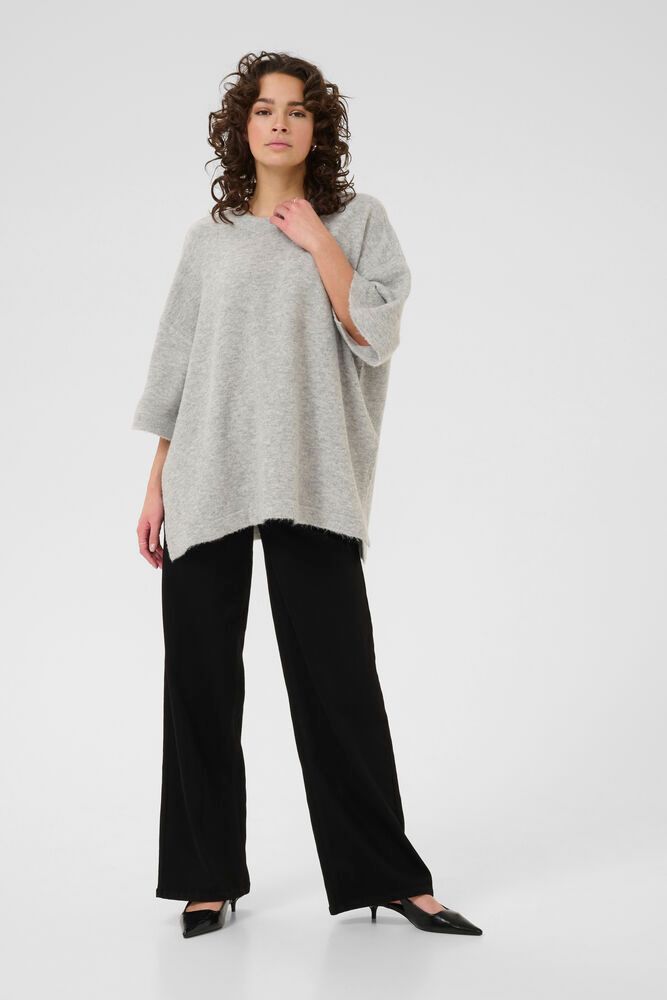 kaffe oversized pullover&nbsp; met 3/4 mouw en zijsplitten. niel