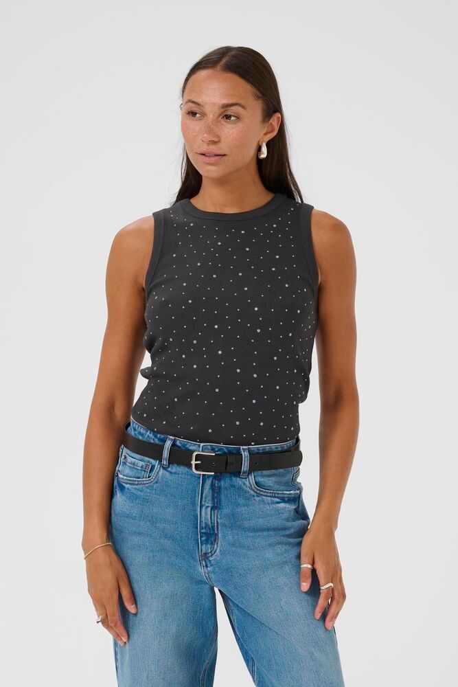 kaffe carna top black oyster rhinestone
