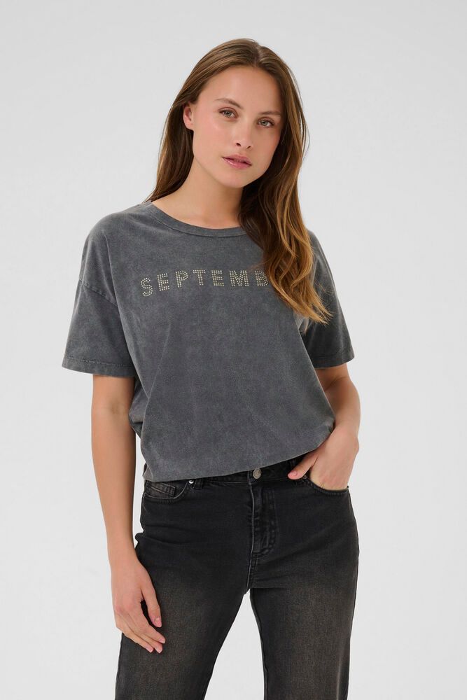 Kaffe Serine T-Shirt GREY WASHED STUDS