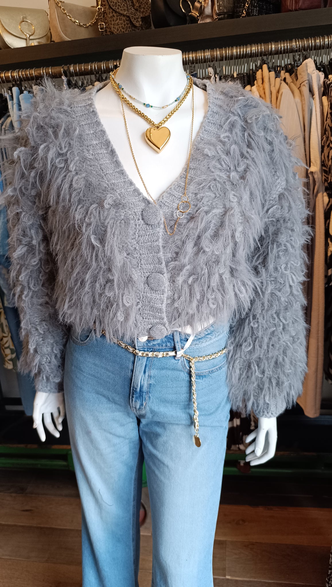 Grijs harig vest