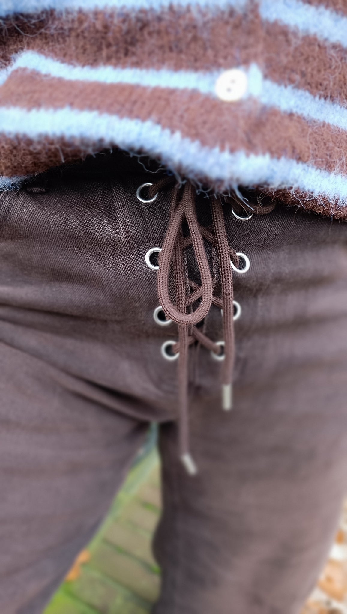 queen hearts bruine wide leg jeans