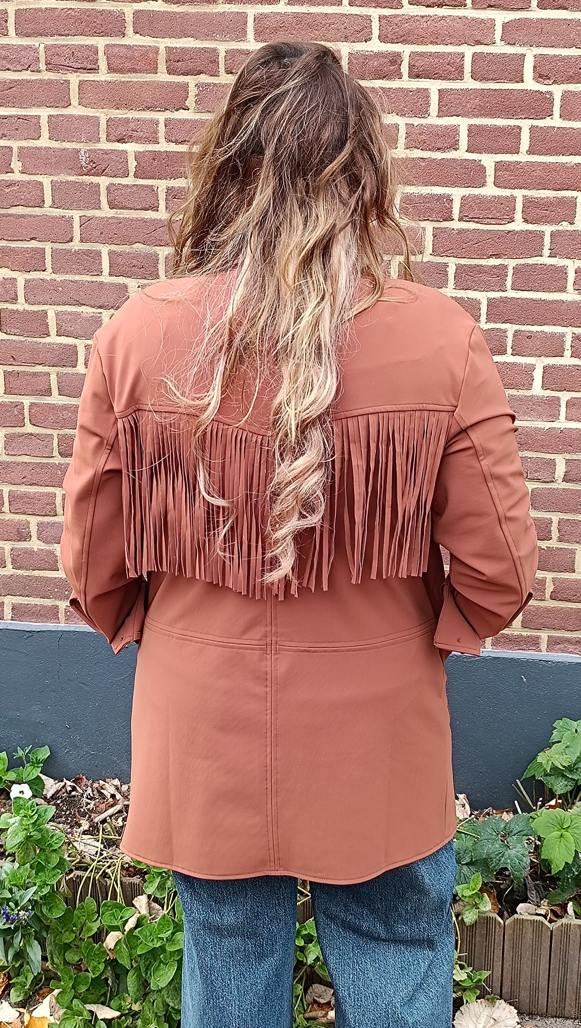 Mi Piace bonded travel long jacket caramel