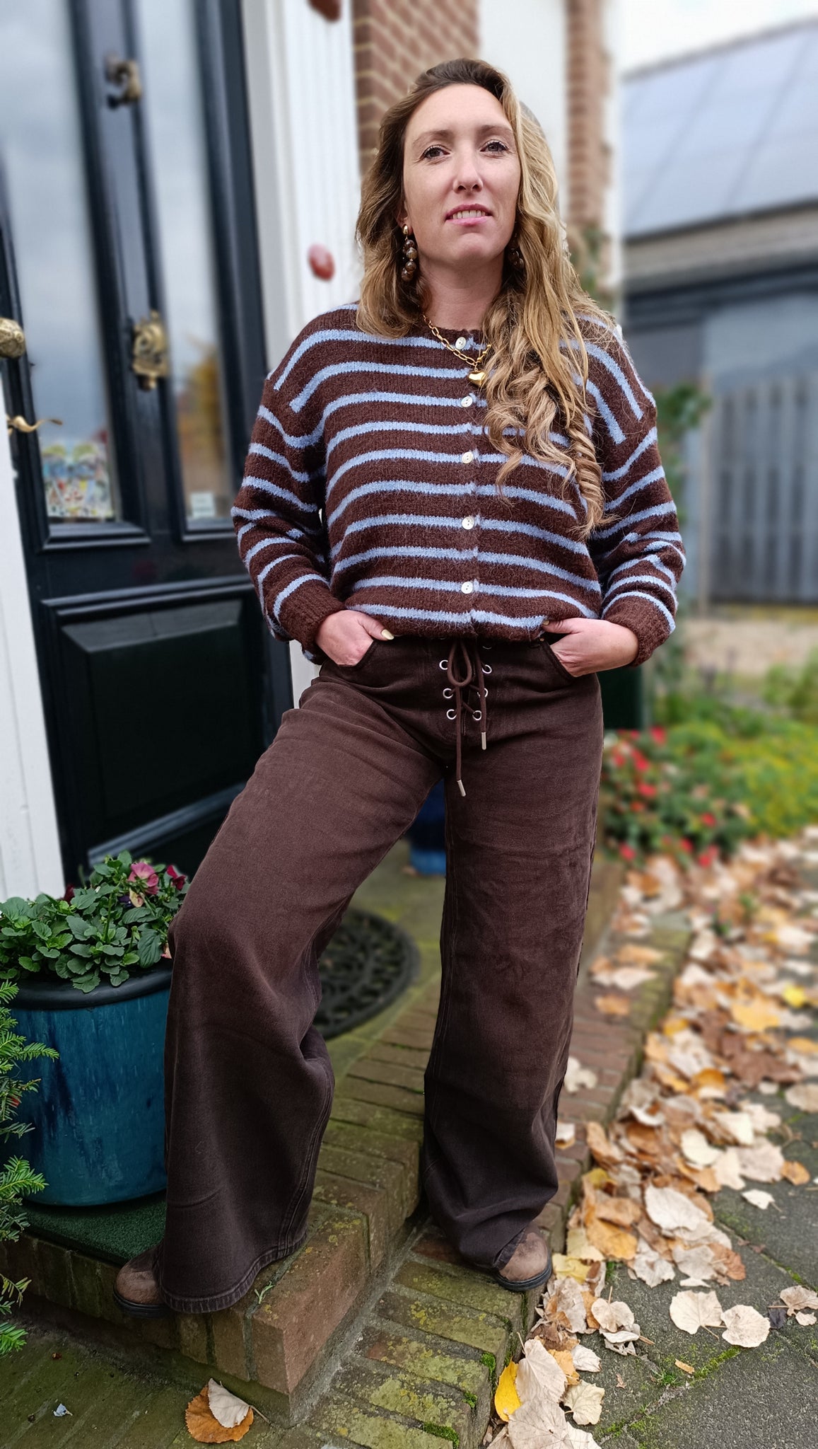 queen hearts bruine wide leg jeans