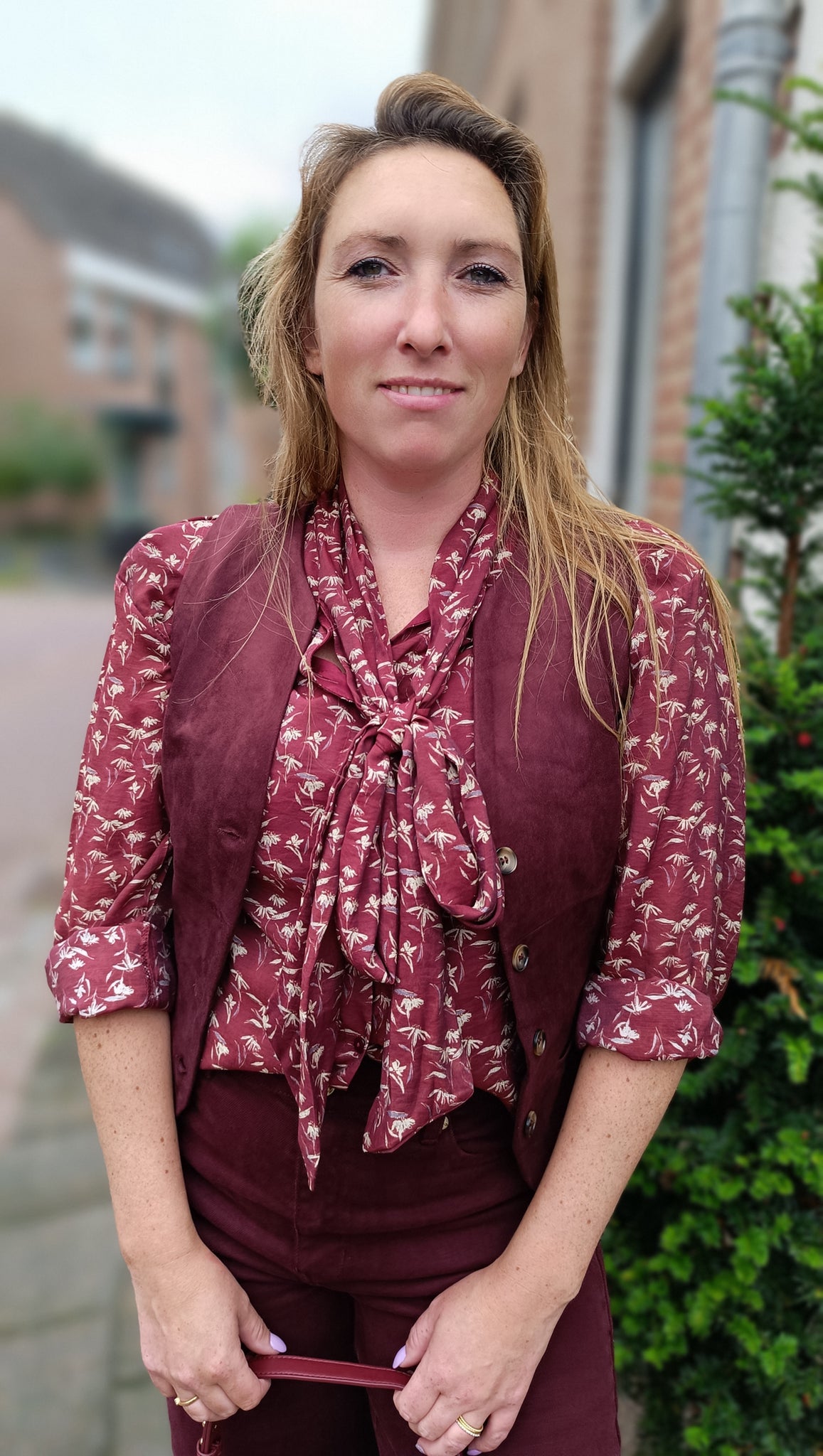 Burgundy suedine gilet